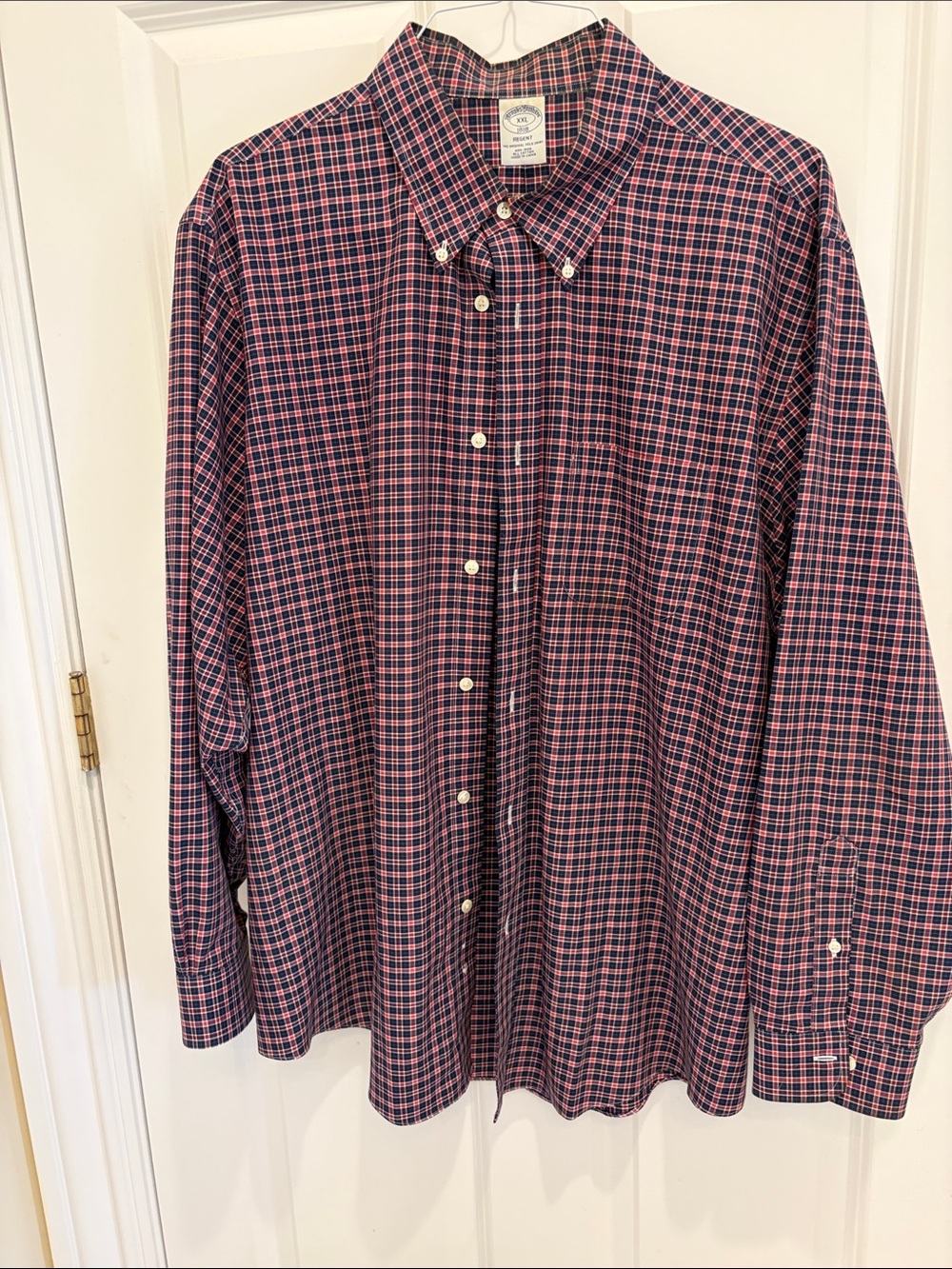 Brooks Brothers Pink and Navy Plaid Button-Down Shirt
